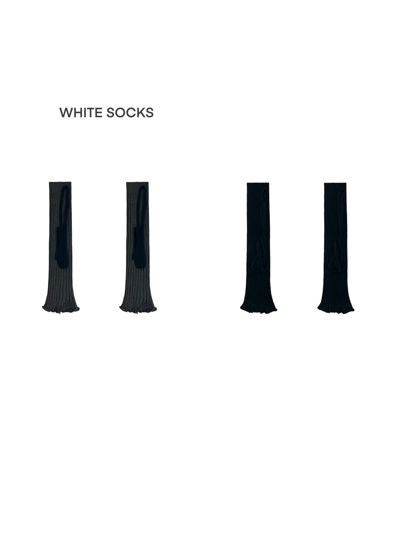 White Socks - Ballet Strap - Ribbed Leg Warmers with Wraparound Strap Details