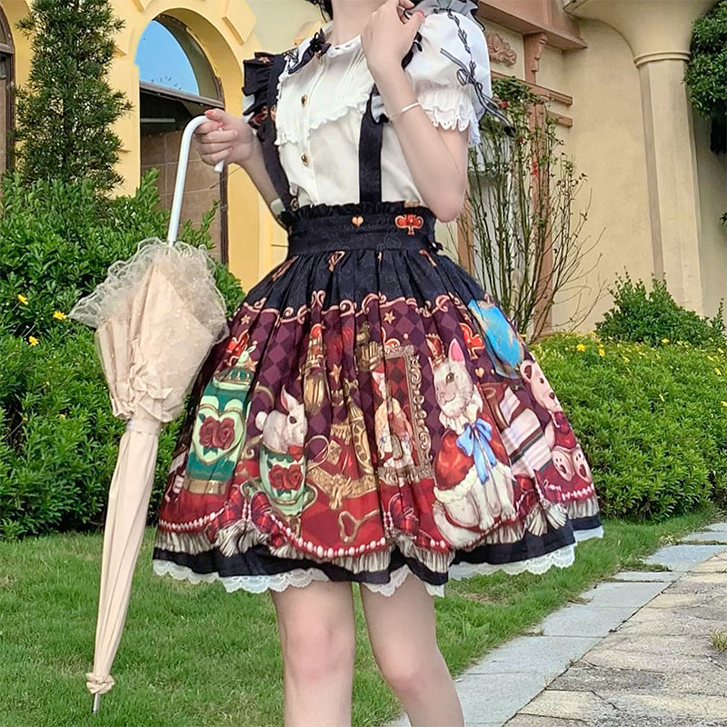 OCELOT - Crown Bear - Kawaii Lolita SK Daily Chiffon Skirt