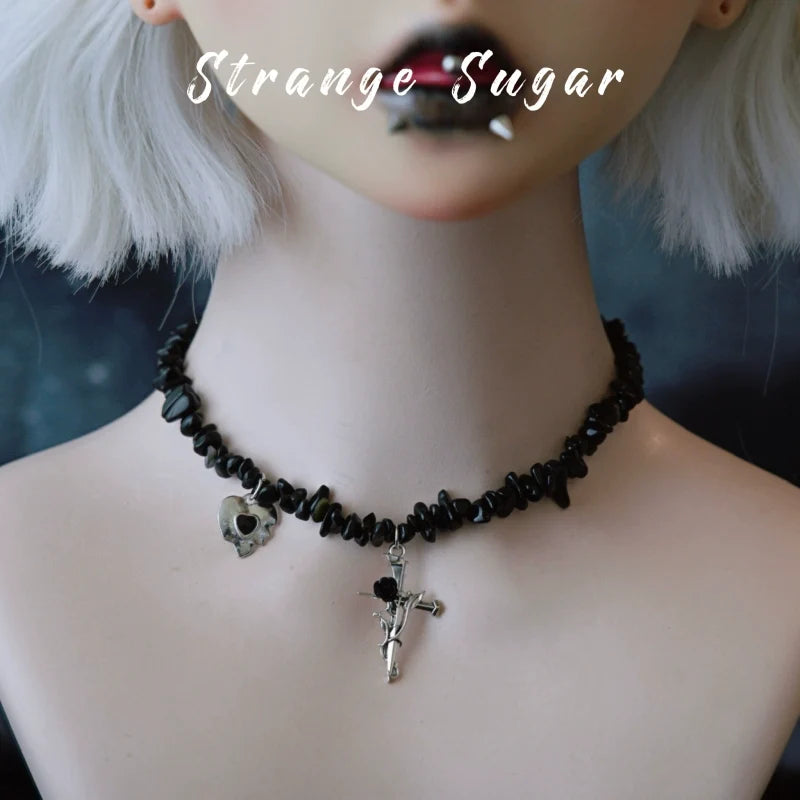 Strange Sugar - Handmade Gothic Lolita Choker - Multiple Pendant Neckwear