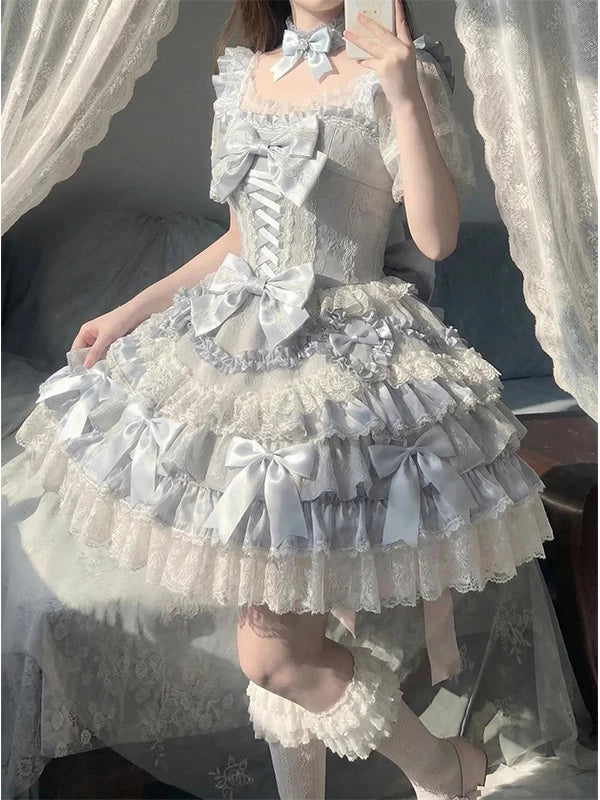 Creamy - Blue Ballet Cake - Lolita dress with layered lace ruffles