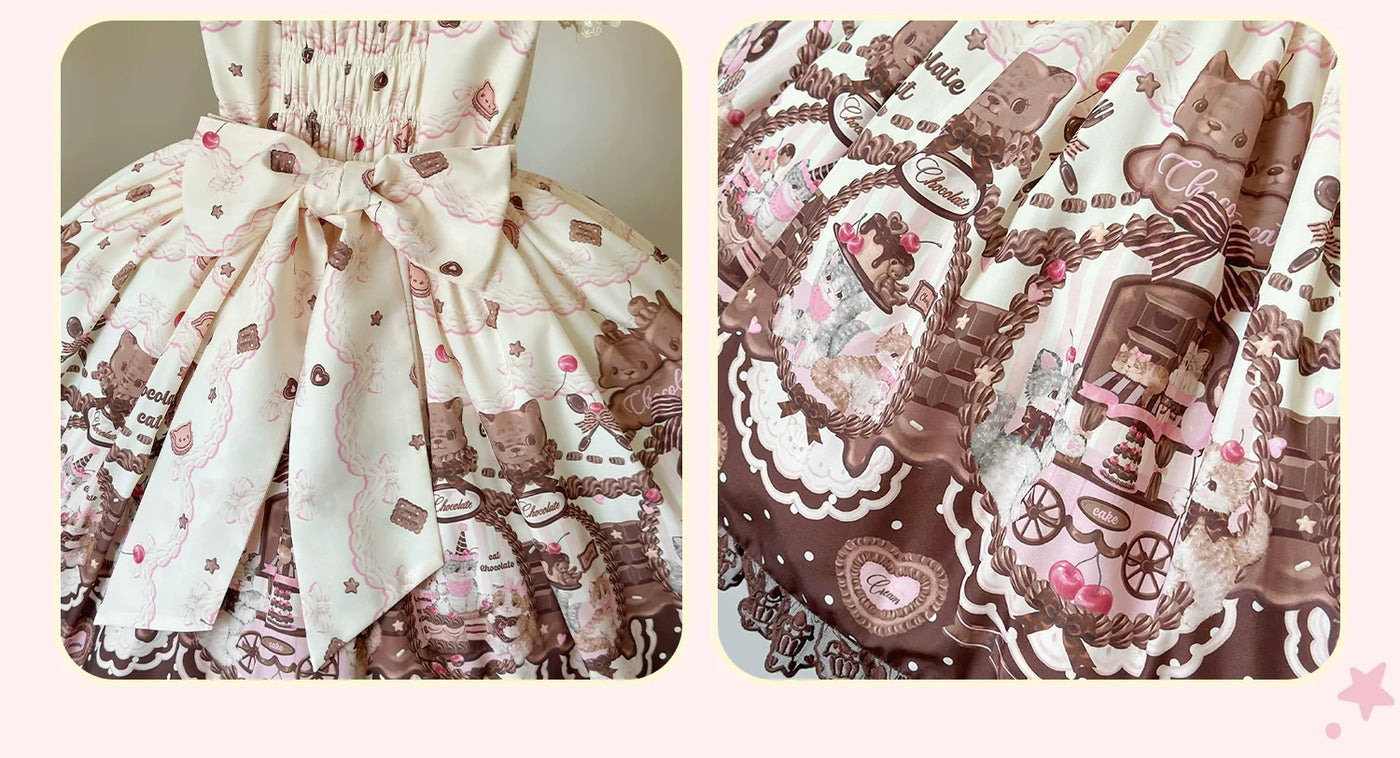 Sweet Dreams Baa-Baa - Chocolate Cat - Sweet Lolita JSK Dress - Lolita Fetch