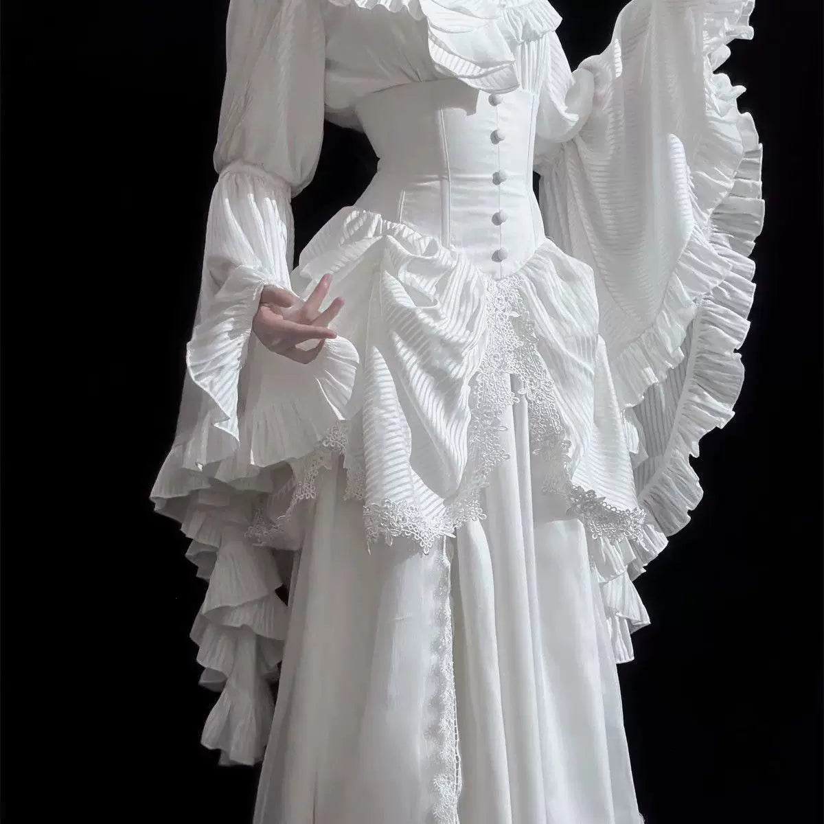 Sweetheart Dream Machine - Sleepwalking Manor - Blouse with Ruffled Flared Sleeves