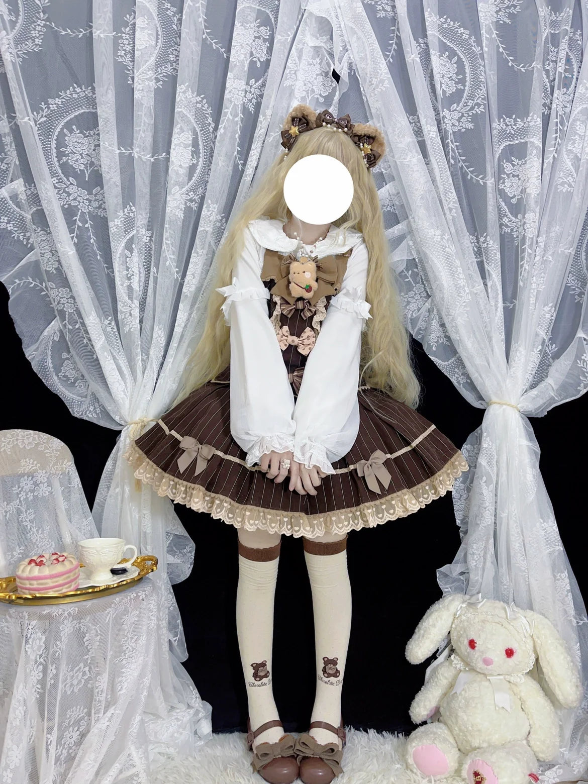 DMFS Lolita - Sweet Lolita Blouse Double-layered - Puff Sleeves Lolita Shirt Innerwear
