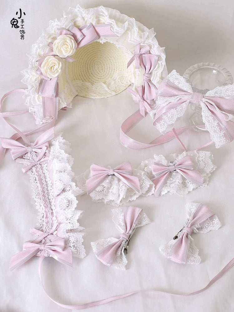Xiaogui - Sweet Lolita Headdress Pink - Handmade Christmas Accessories Headwear
