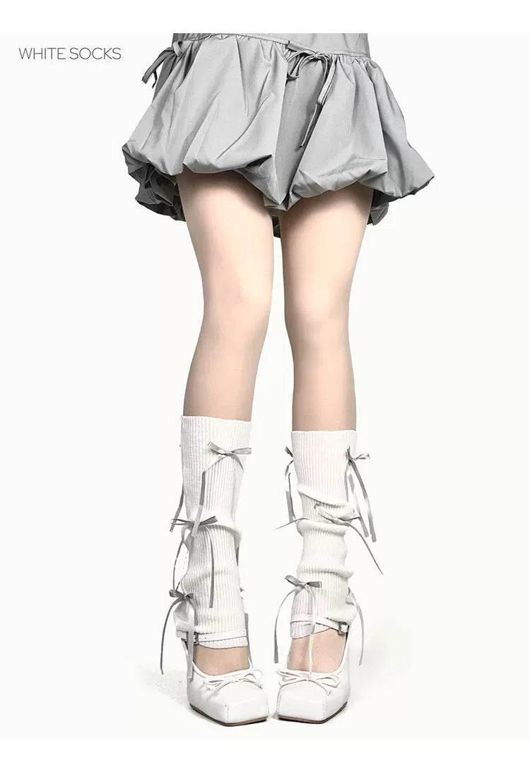 White Socks - Ribbon Ballet - Socks with ribbon bows