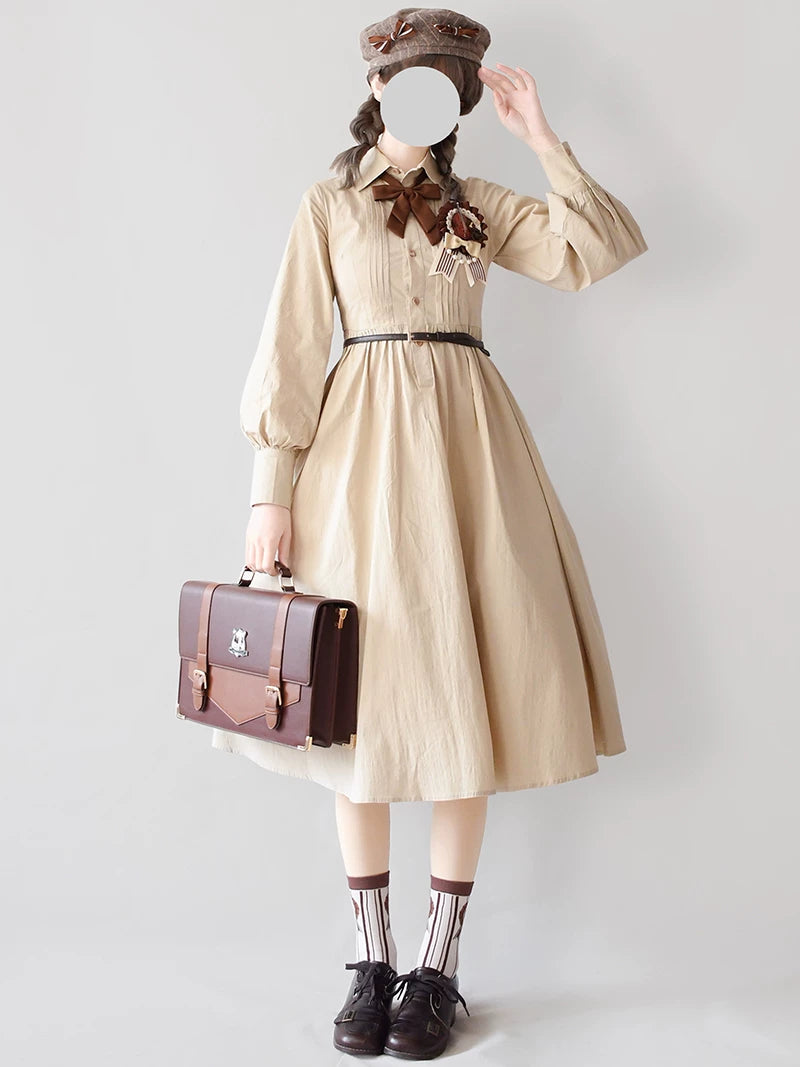 Baozi Pig - Reasoning Era - OP shirt dress with front pleats