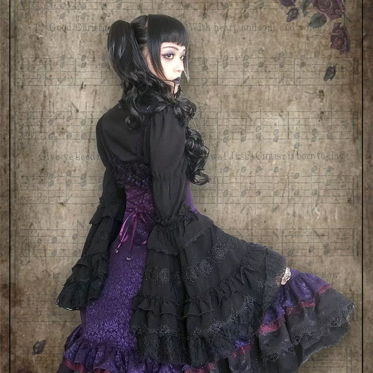 Sweetheart Dream Machine - Ornate Lace - Long-Sleeve Blouse with Tiered Lace Ruffles
