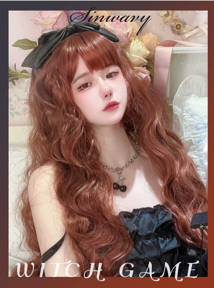 Dark orange-red brown curly Lolita wig - view 5
