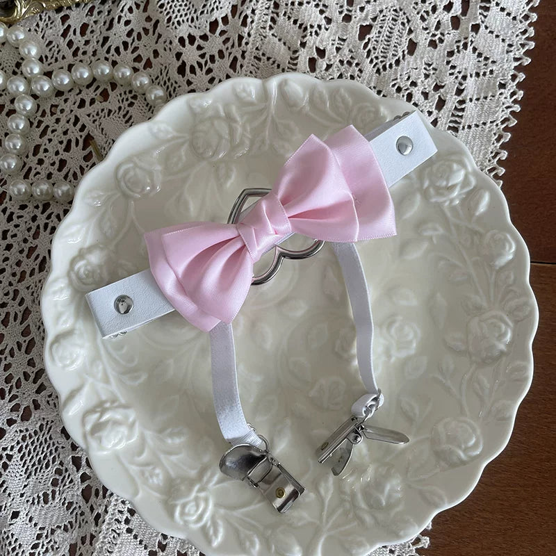 Sock Noble - Pink Letter Patch - Sock Covers, Lace Stockings or Leg Ring with Lace Bows