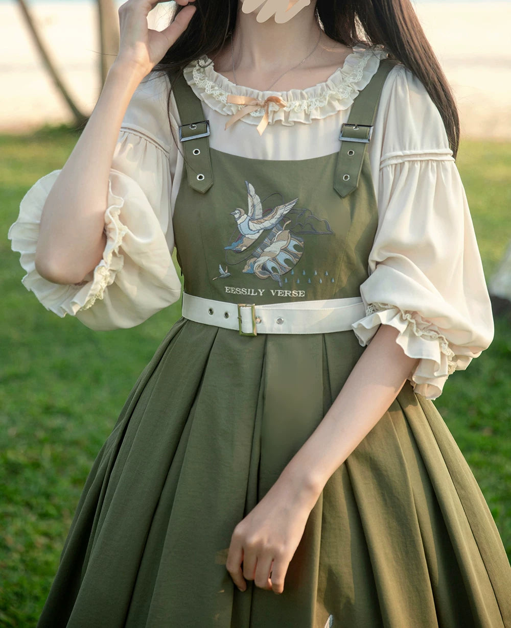 Birds in Flight - Embroidered Summer JSK Dress Set - detail view 5