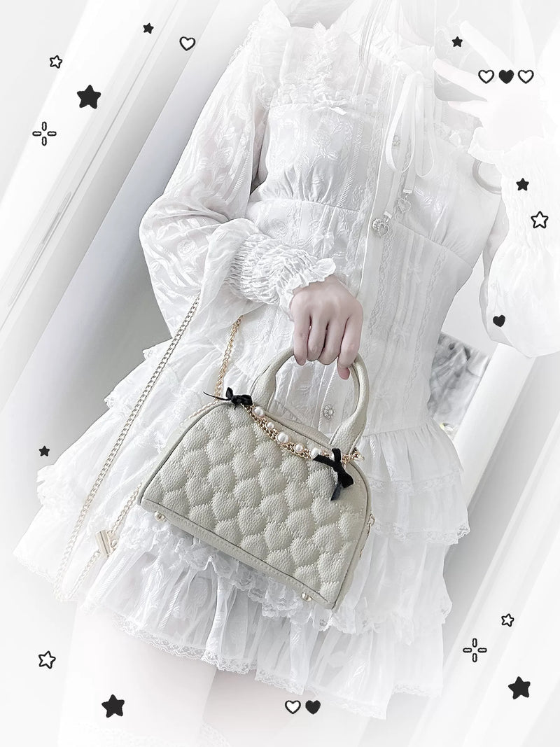 BabyFaceGirl - Miss Anna - Quilted Heart Bow Crossbody Handbag