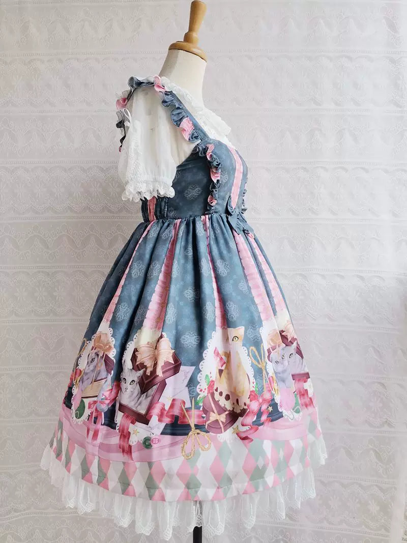 Yilia - Chocolate Kitty - Cat Print JSK