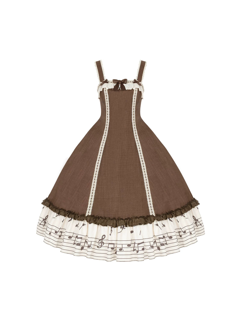With PUJI - Solo Moments - Lolita JSK Dress, Print & Ruffle Trim detail view 5