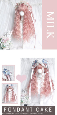 Sinwavy - Fondant Girl - Sweet-Pink Wool-Curl Lolita Wig - Sweet Pink