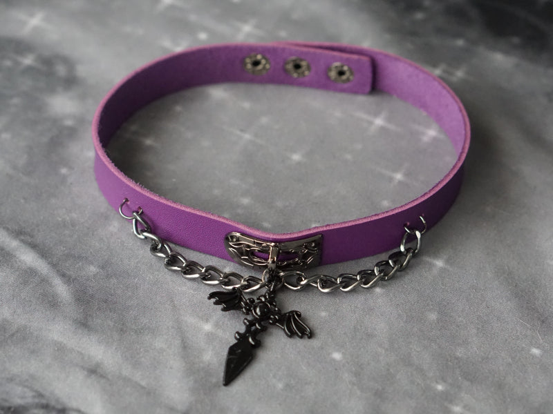 Strange Sugar - Gothic Lolita Cross Leather Choker - Neckwear