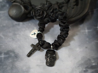 Strange Sugar - Gothic Lolita Black Hardware Skull - Spider Hairband Headwear