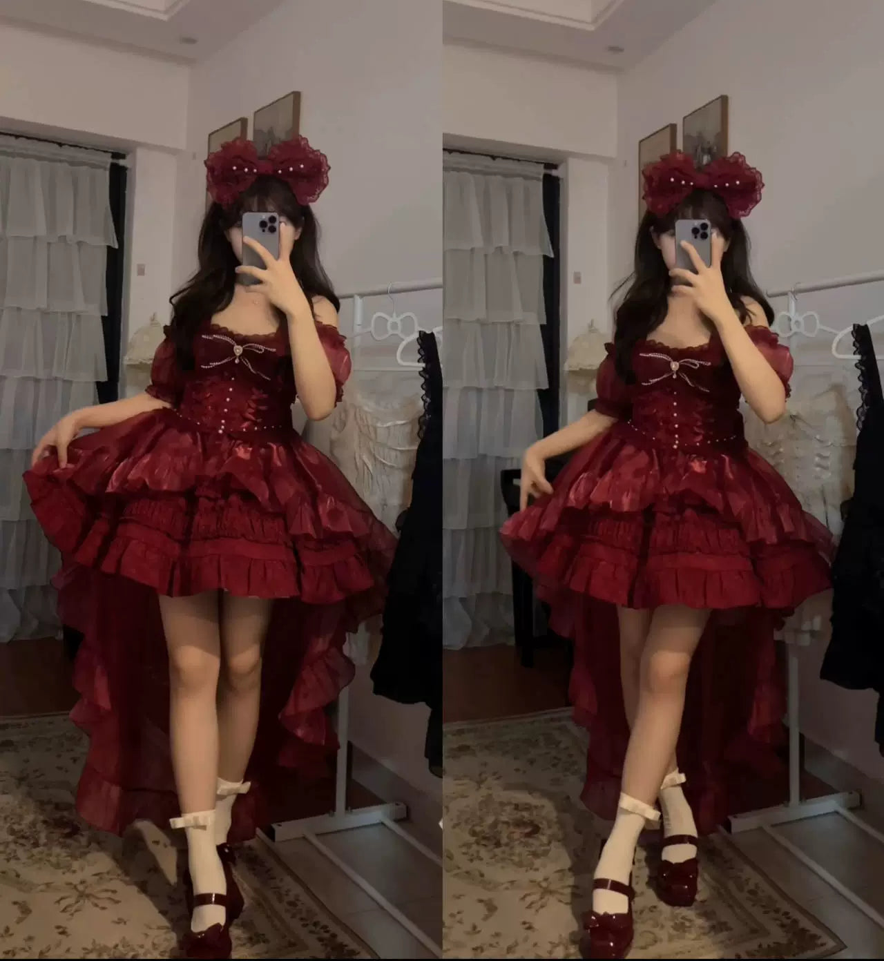 Rose Tale - Sweet Lolita JSK Summer Lolita Suspender Dress S Burgundy JSK