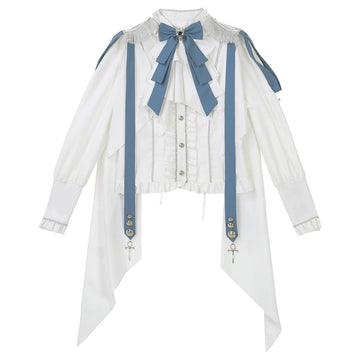 Designer's Gift - Luminous Cavalier - Military Lolita Skirt and Long-Sleeve Shirt Set with Detachable Jabot