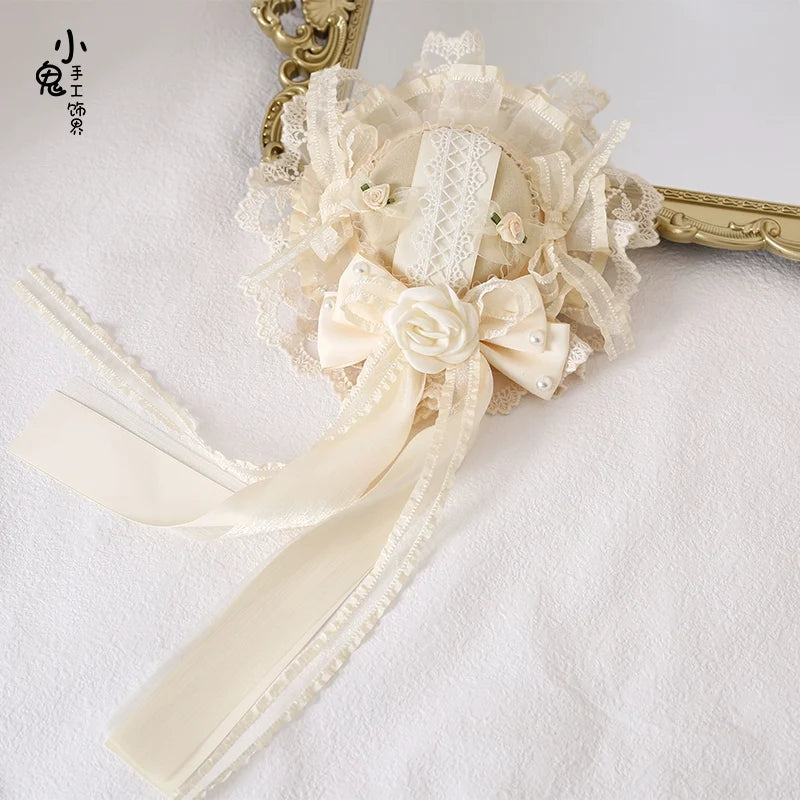 Xiaogui - Lace Lolita Headdress Set With - Bow/Ruffle Details Headwear