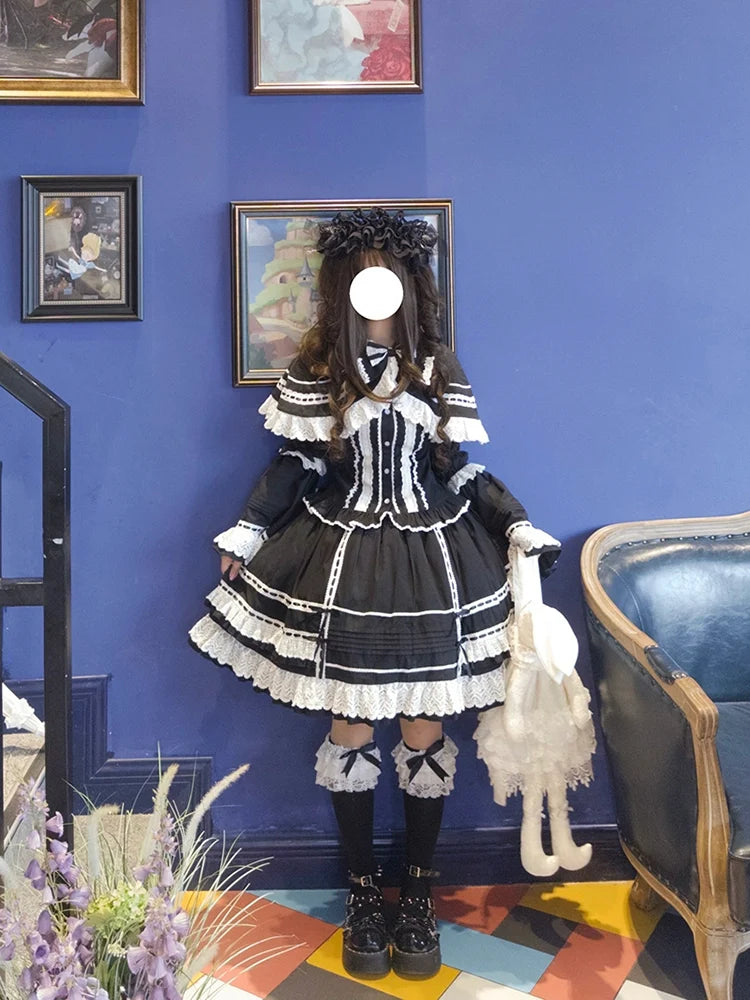 Praying Snowfall - Old School Lolita Skirt Suit Cape Princess Sleeve Shirt (L M S XL) 39180:707124