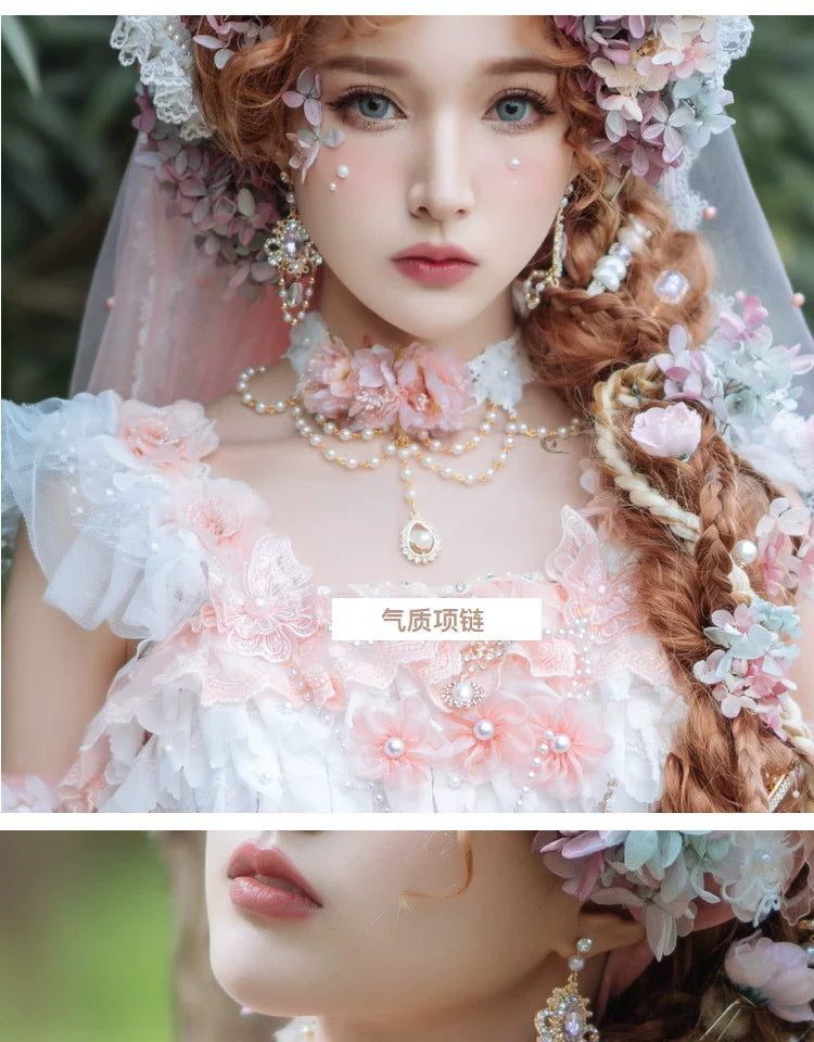 Handmade - Floral Bonnet Headwear - Sweet lolita bonnet headwear
