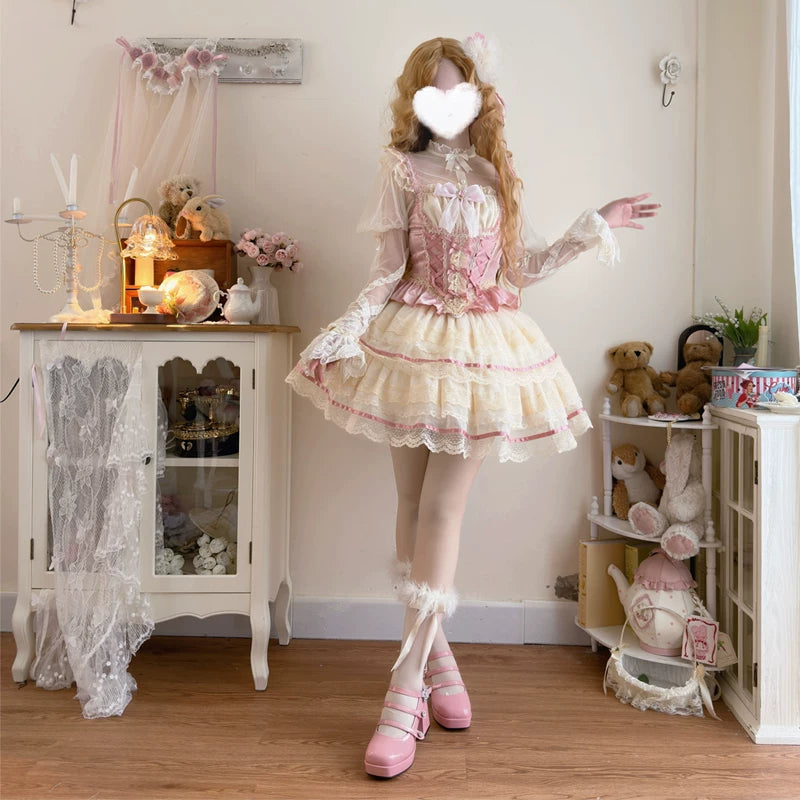 Lady Han Maiden's Heart ballet bridal JSK dress by Lolita Fetch, featuring elegant lace and delicate floral embroidery.