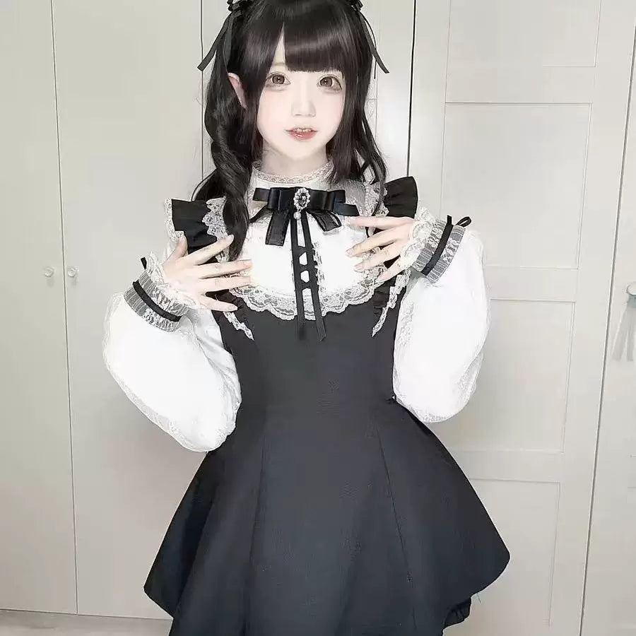 Sweetheart Dream Machine - First Love Contract - Long-sleeve Lolita set with a lace bib collar