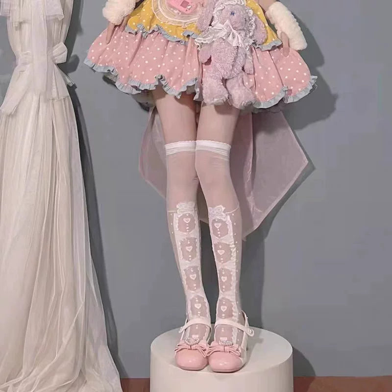 Fantasy Doll - Crossed Bow - Over-the-Knee Socks with Crossed Ribbon Detail