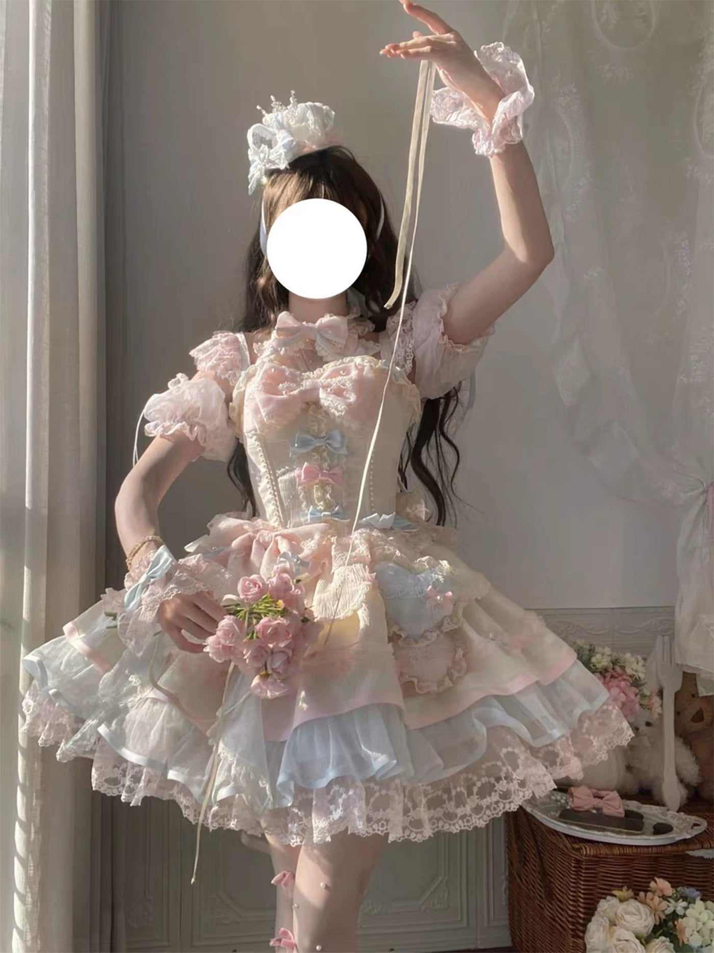 Dream Bunny - Sweetheart Macaron - Pastel JSK dress with layered ruffles