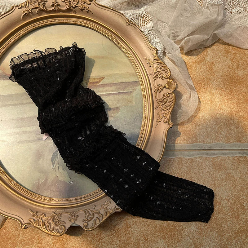 WAGUIR - Sweet Lolita Mid-Calf Socks 3-Layer - Lace Mesh Fairy Thin Socks Socks