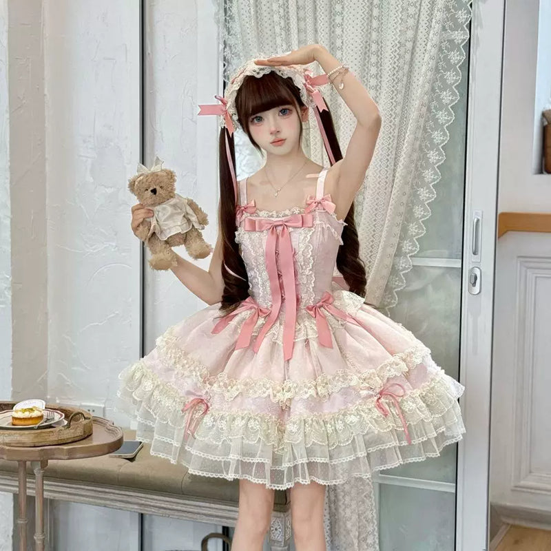 Hanguliang Satin Heart Knot Ballet JSK Dress
