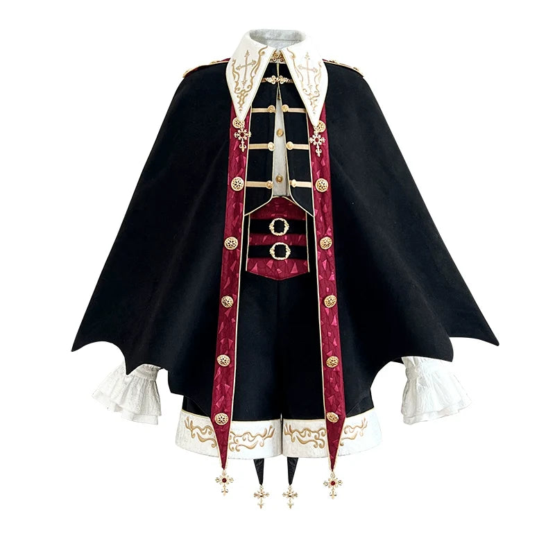 Your Princess - Vampire Youth - Ouji Lolita Bat Shaped Cape Set, Gold Embroidery & Red Accents