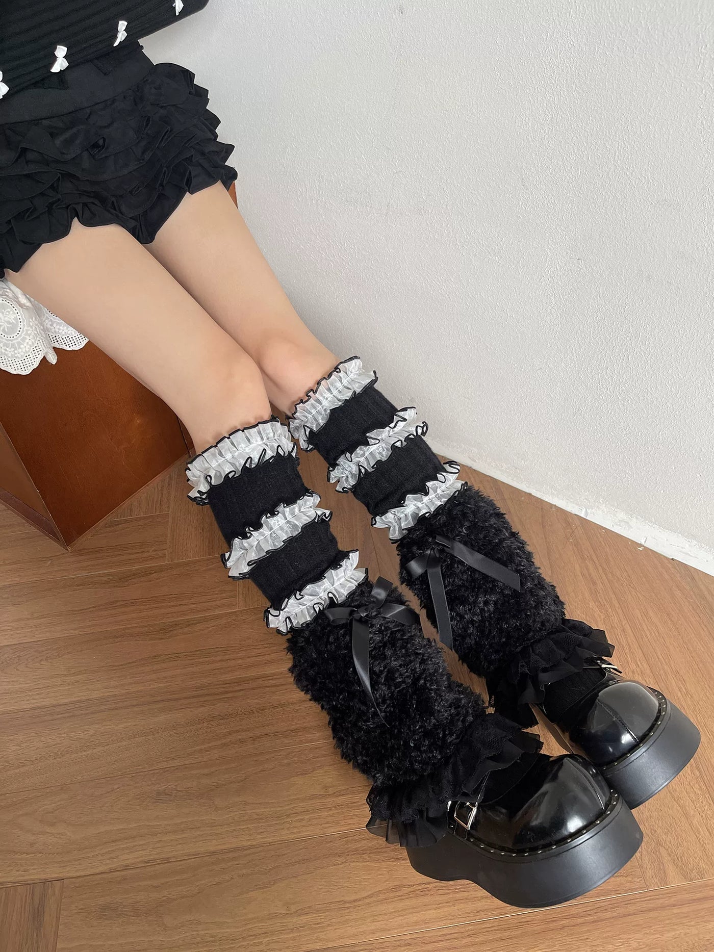 Sock Noble - Y2K Layered Trim - Slouch Socks with Tiered Ruffles