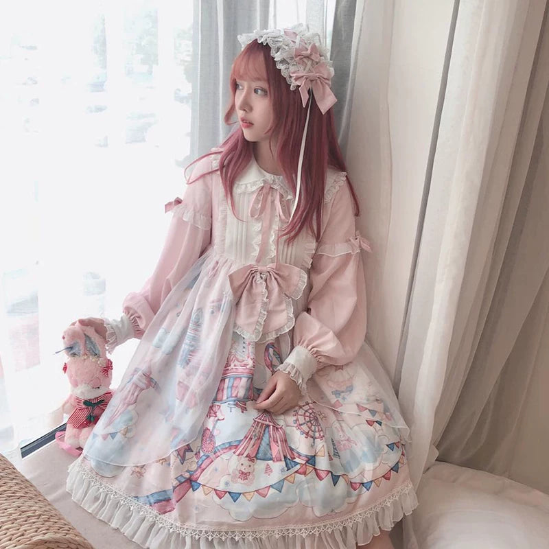 Yueele - Navy Rose Winter - Plus-Size Sweet Lolita OP Dress - detail view 6
