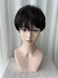 Kunkun Fish - Little Wolf - men's short Korean-style wig - Black tea + hair net