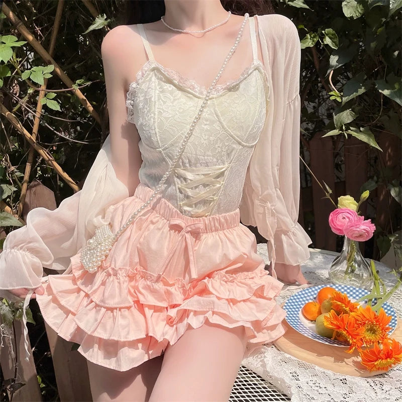 Sugar Girl - Daily Lolita Bloomers Anti-Exposure - Pink Ruffle Safety Shorts Other Surprise