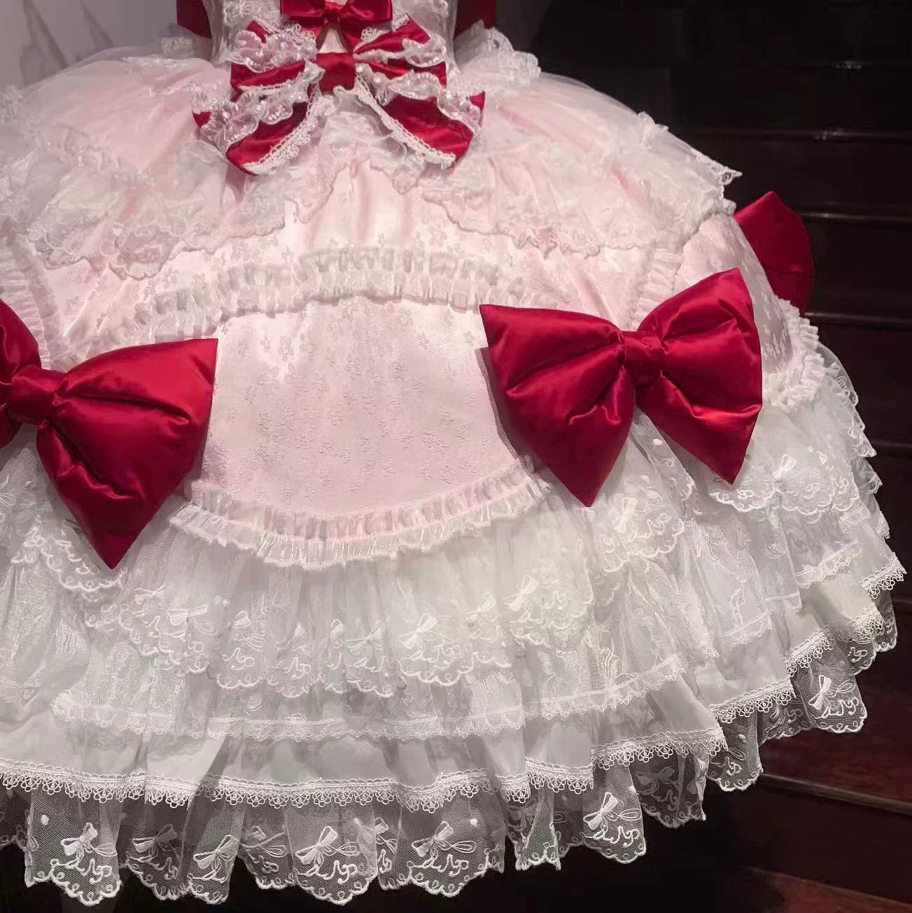 Sugar Girl - Floral Dream Isle - Sweet Lolita Doll-like JSK Dress, Bows & Lace
