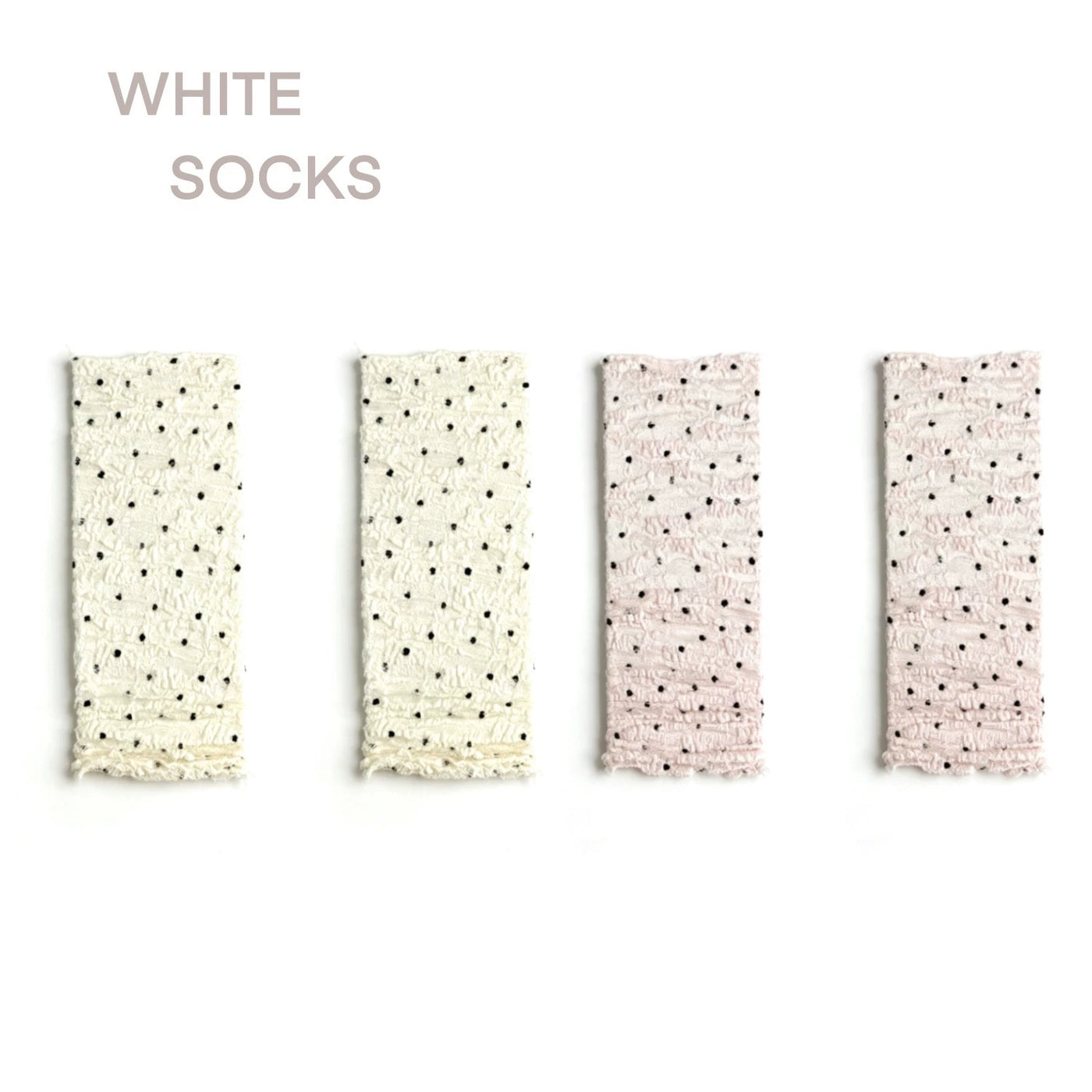 White Socks - Ballet Dot - Mid-Calf Scrunch Socks with Openwork Lace