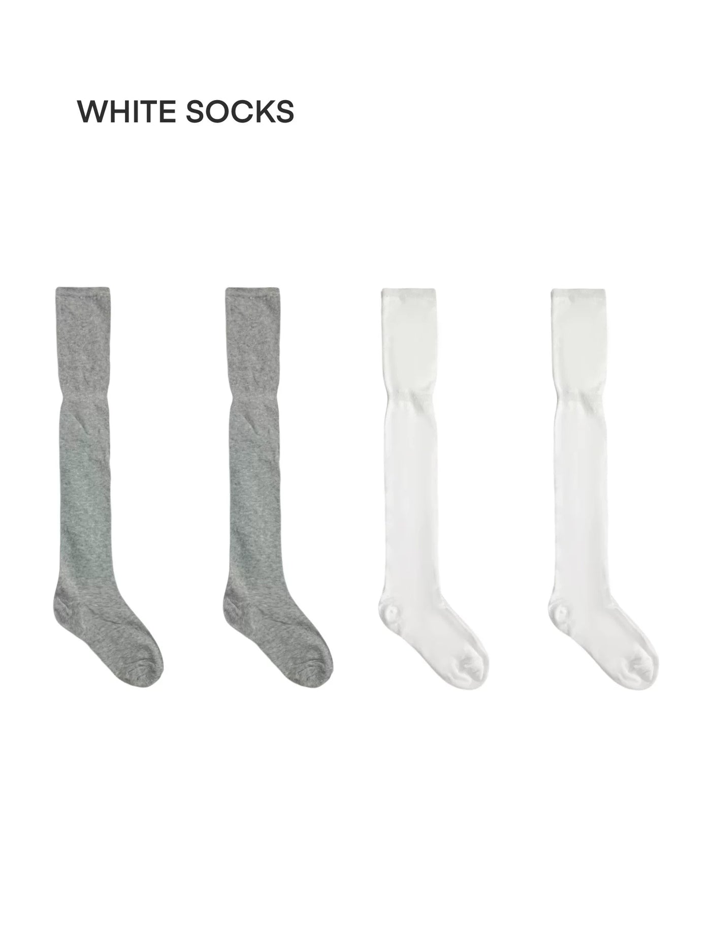 White Socks - Solid-Colour Slouch - Mid-Calf Socks with Gathered Folds