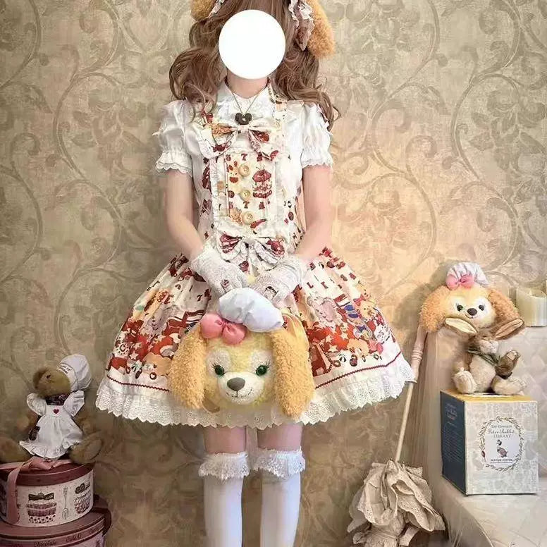 Sweetheart Dream Machine - Bow Collar - White Short-Sleeved Blouse with a Large Bow Collar