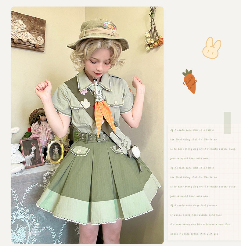 Piggy Bun - Bunny Trip - Green Lolita accessory options with truck embroidery - product detail 7