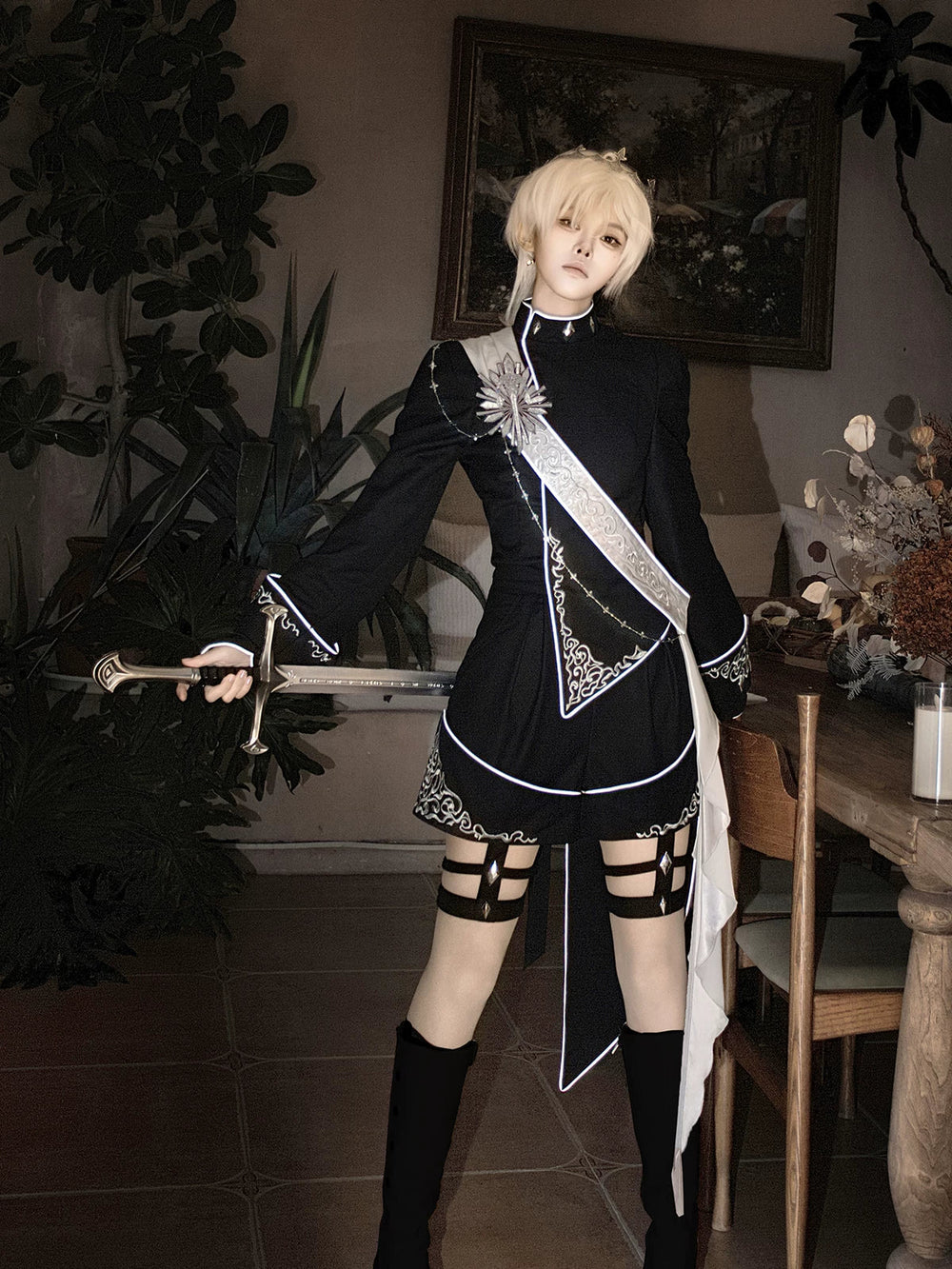 Your Princess - Oathbound Sword - Embroidery Ouji Lolita Set, High-Low Hem Coat