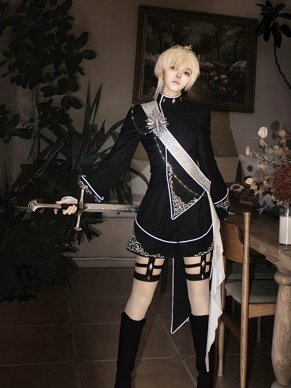 Your Princess - Oathbound Sword - Embroidery Ouji Lolita Set, High-Low Hem Coat