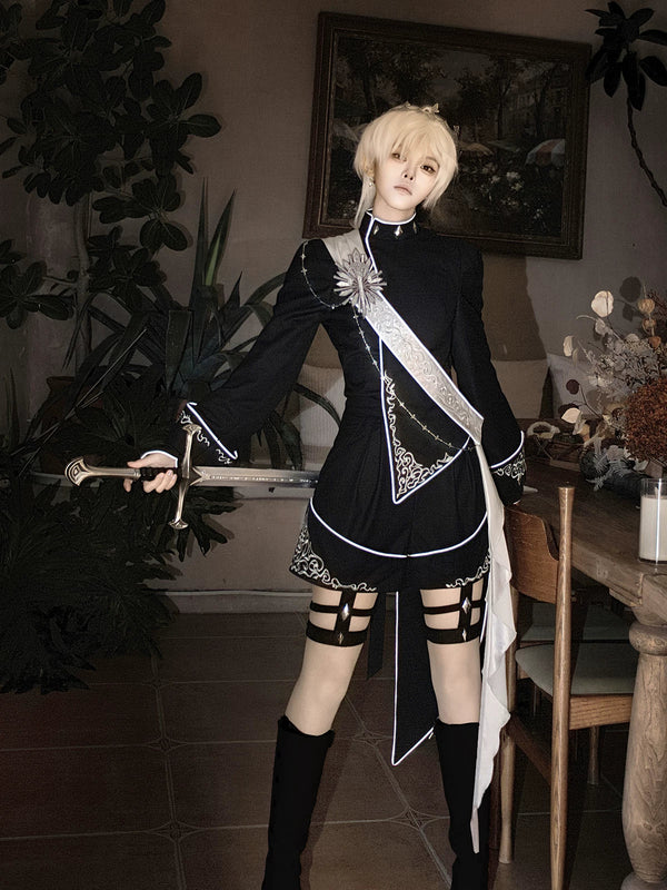 Your Princess - Oathbound Sword - Embroidery Ouji Lolita Set, High-Low Hem Coat