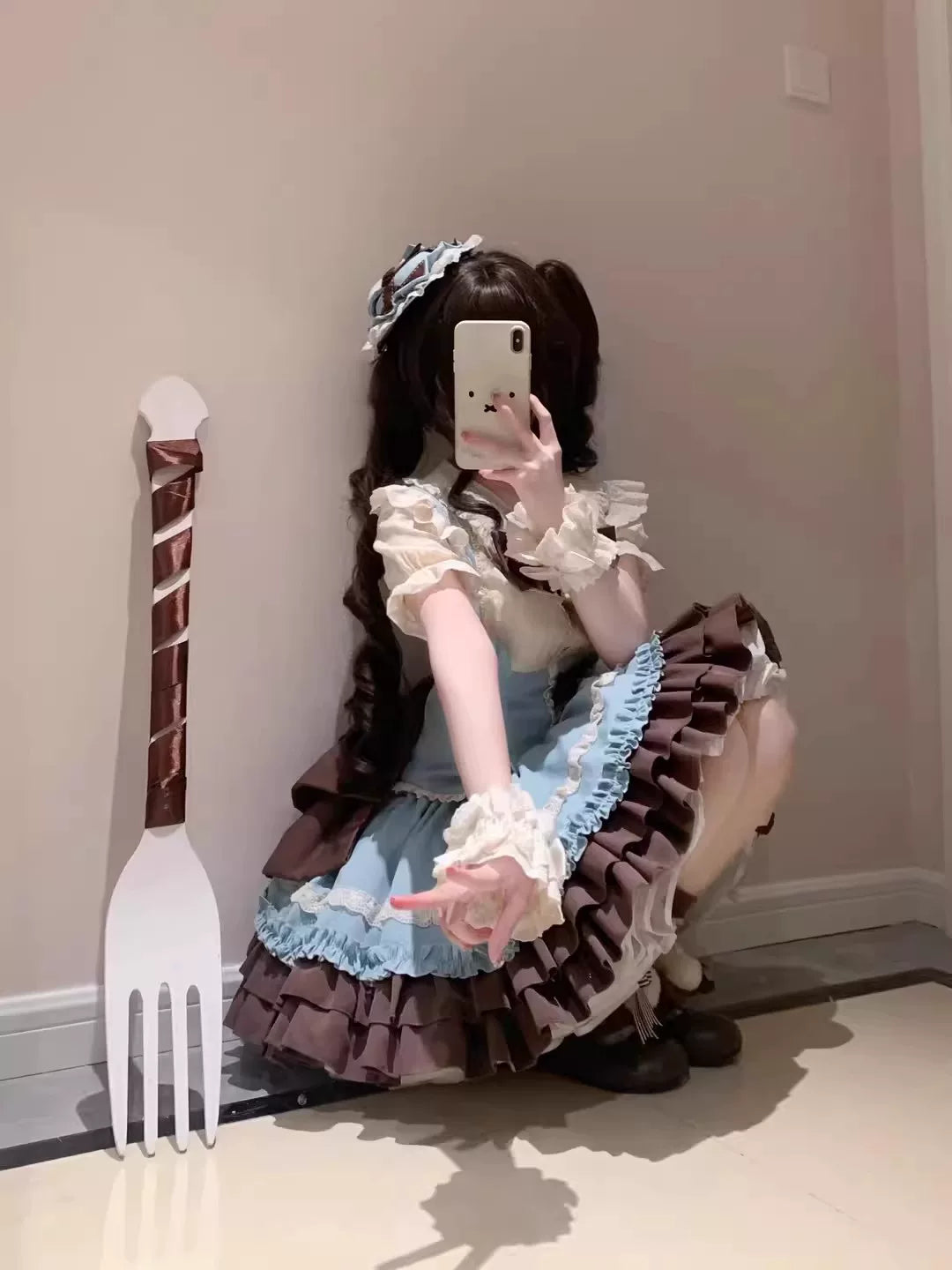 Creamy - Dog Academy - Five-Piece Lolita Dress Set with Bow and Train