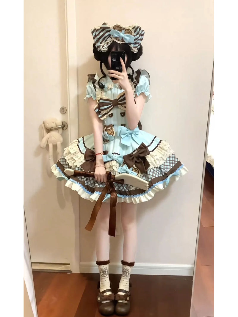 White Sugar Girl - Sweet Lolita Teddy Bear Dress - One-piece Sweet