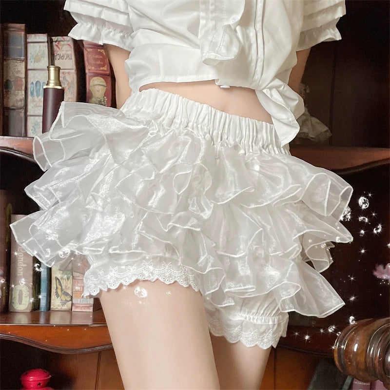 Sugar Girl - Cotton Lolita Bloomers - Ruffled Hem Cake Safety Shorts Other Surprise