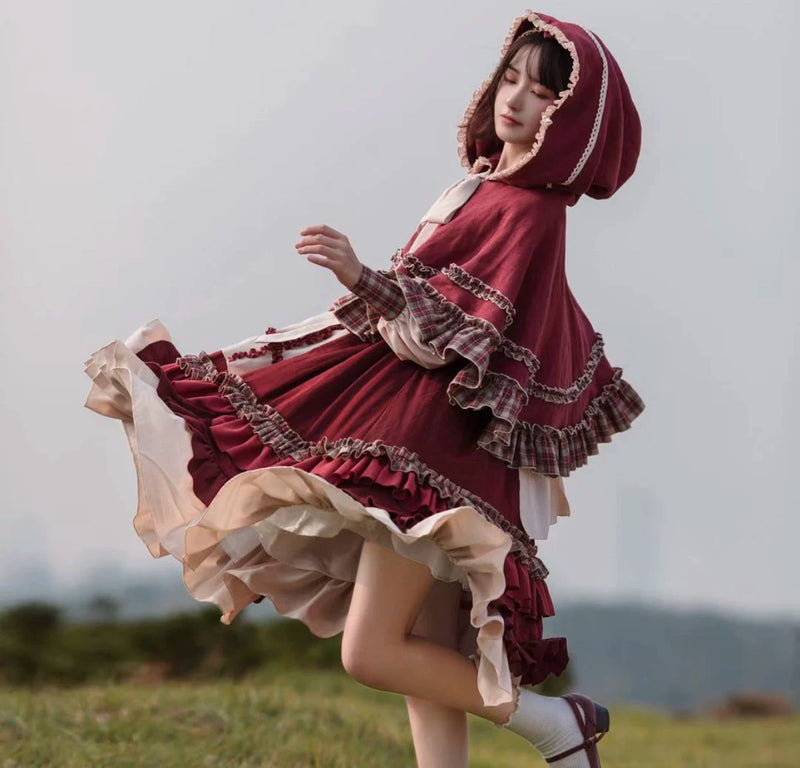 With PUJI - Little Red Riding Hood - Pastoral Lolita OP Fullset detail view 3