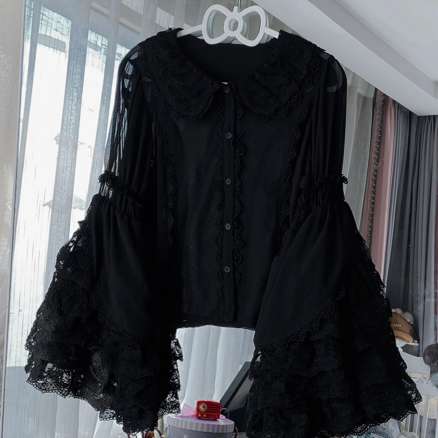 Qianmu - Granulated Sugar - Doll-like Sweet Lolita Lace Blouse, Hime Sleeve