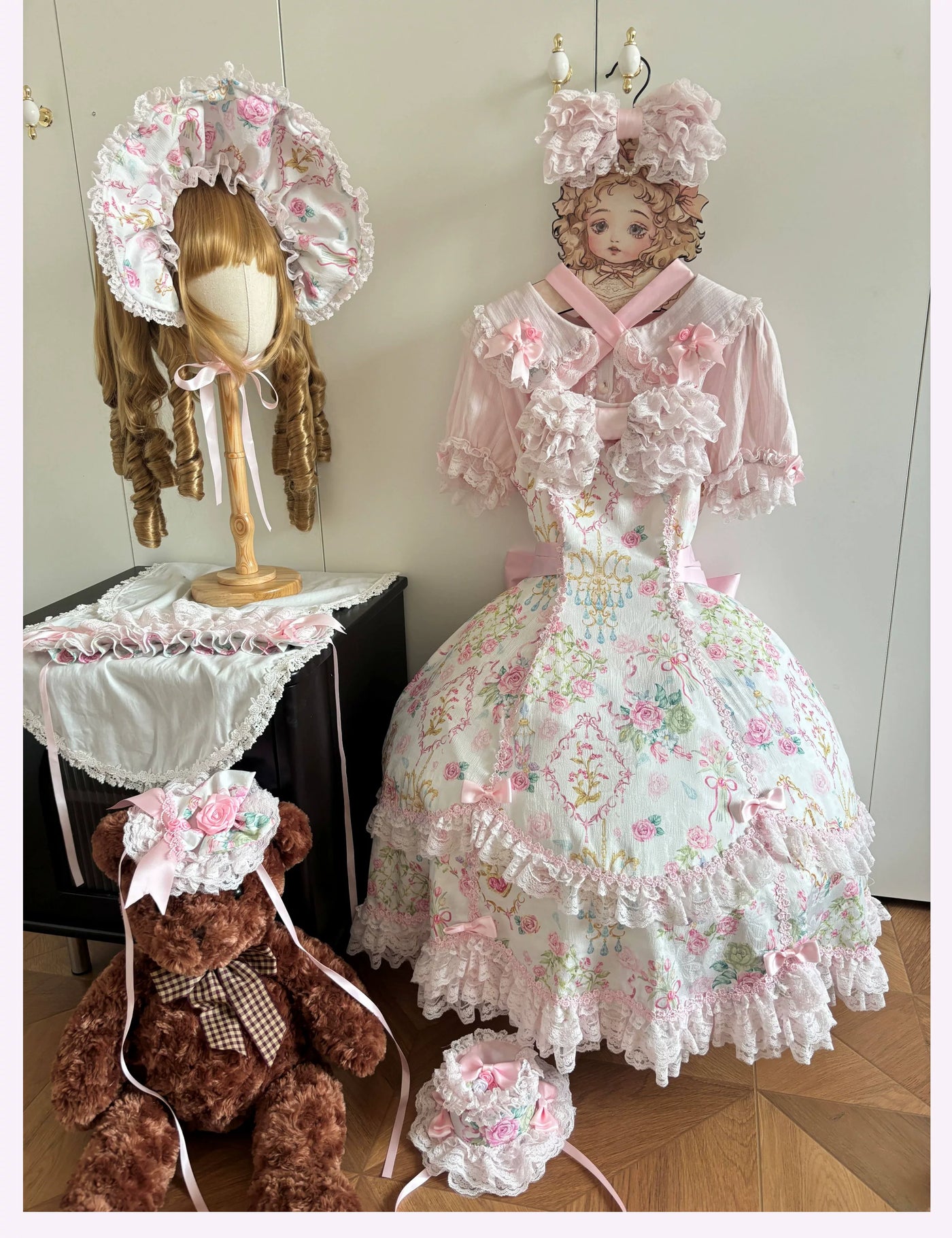 Tata Long Ear - Spring 2025 Floral Wall - JSK and OP Dresses with Tiered Lace Hems